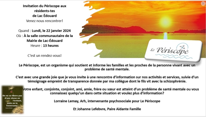 Rencontre du Périscope pour personne vivant avec un problème de santé mentale